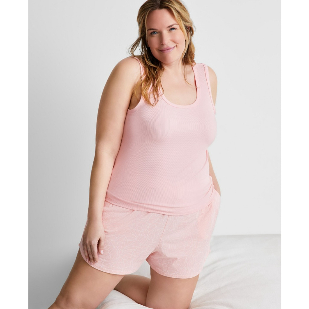 State of Day Women's Plus Size 3X Pink Ribbed Modal Sleep Tank Top NWT
